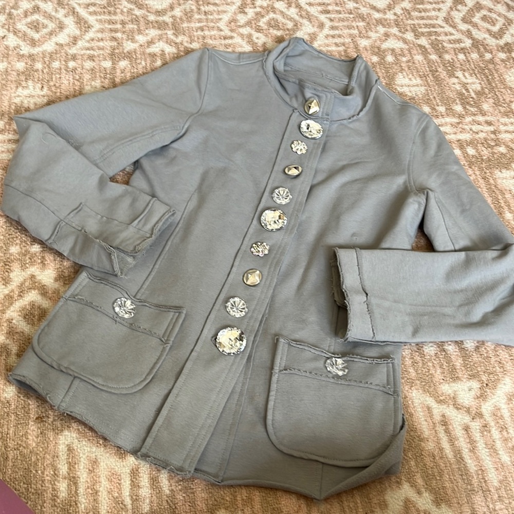 Neon Buddha Yoga Diamond button jacket grey sz xs